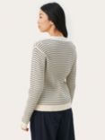 Part Two Flicka Stripe Organic Cotton Blend Cardigan, Whitecap Grey