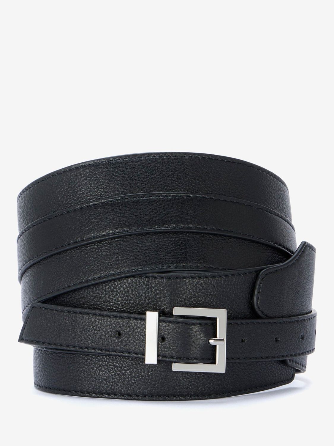 Mint Velvet Wide Leather Belt, Black, S-M