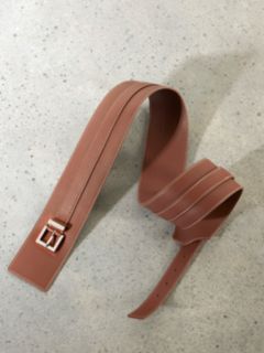 Mint Velvet Leather Wide Belt, Tan, S-M