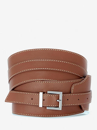 Mint Velvet Leather Wide Belt, Tan