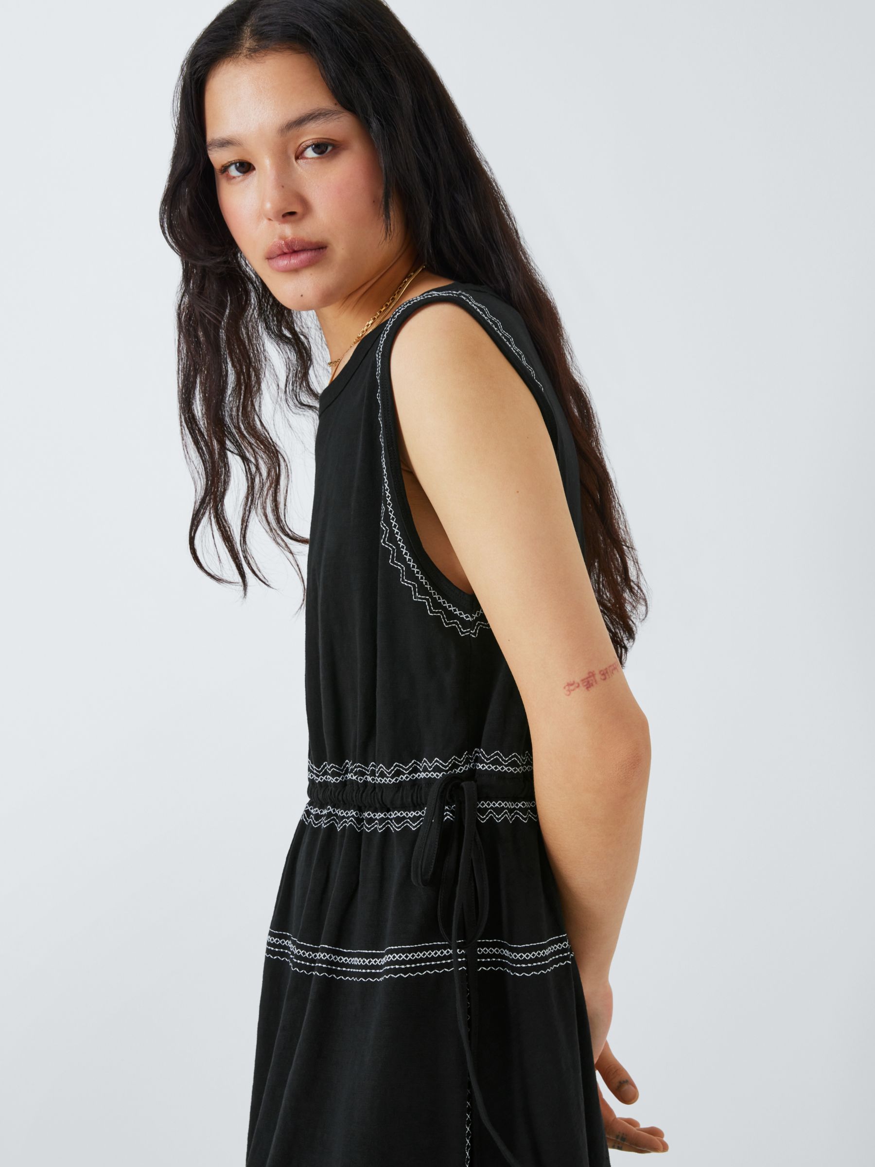 AND/OR Stella Embroidered Jersey Dress, Black, 6
