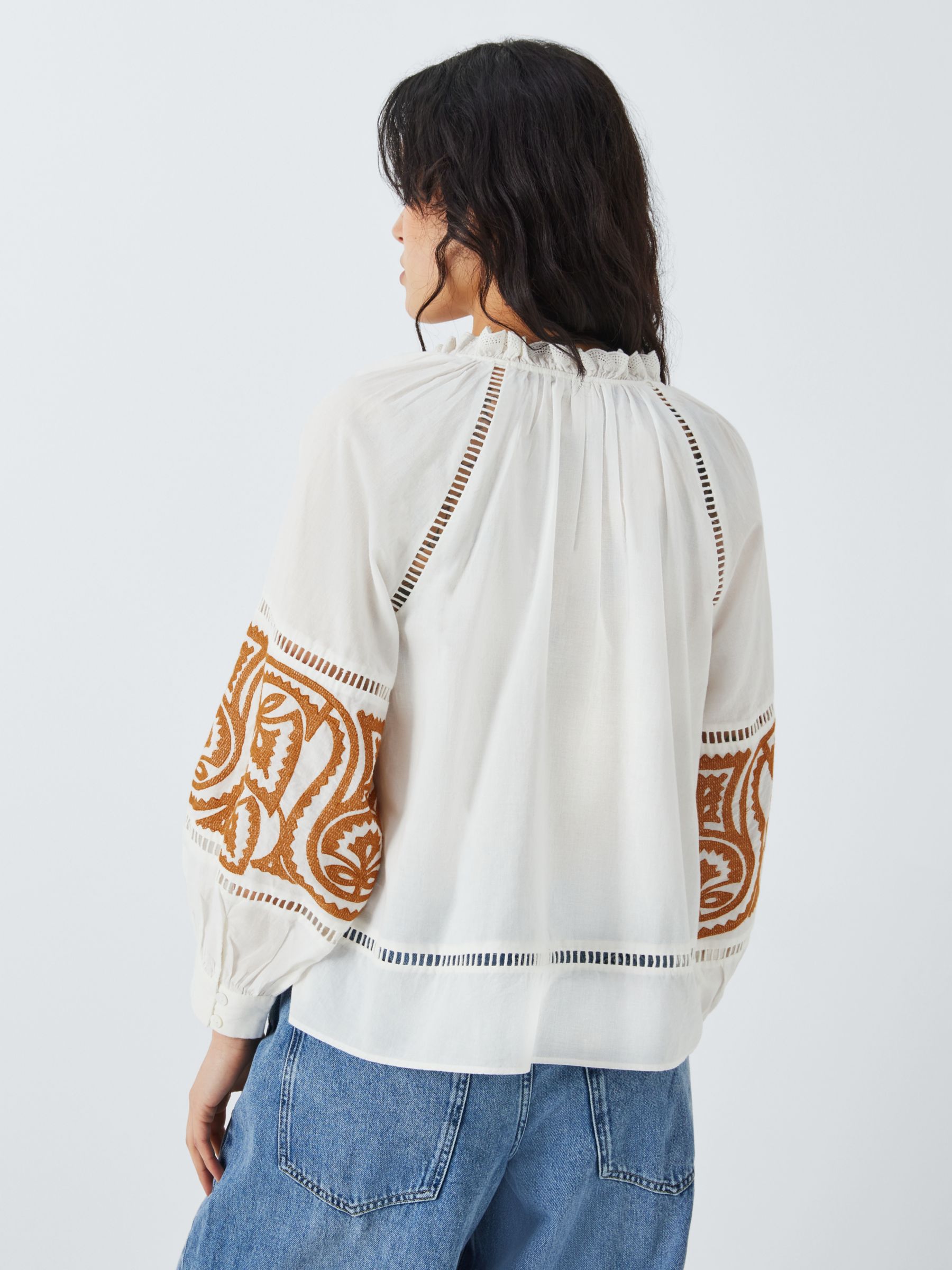 Buy AND/OR Julisa Embroidered Top, Cream Online at johnlewis.com