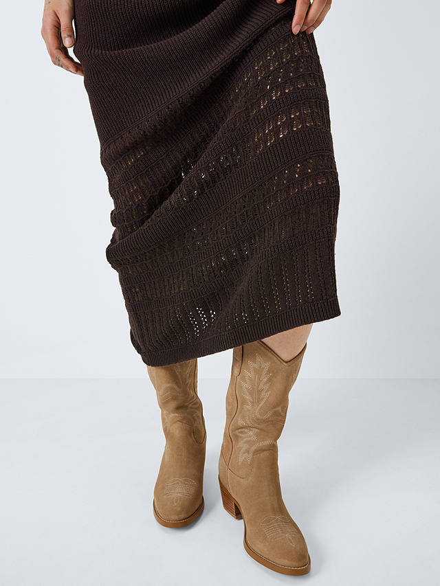 AND/OR Aria Knitted Maxi Skirt, Dark Chocolate