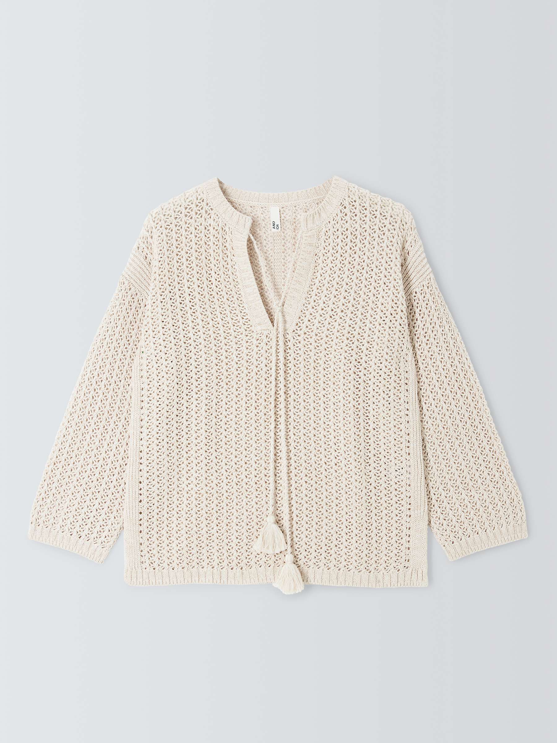Buy AND/OR Eleanor Open Stitch Tunic Jumper, Cream Online at johnlewis.com