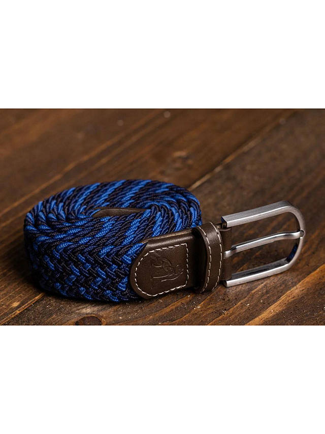 Swole Panda Abstract Recycled Woven Belt, Navy/Royal Blue