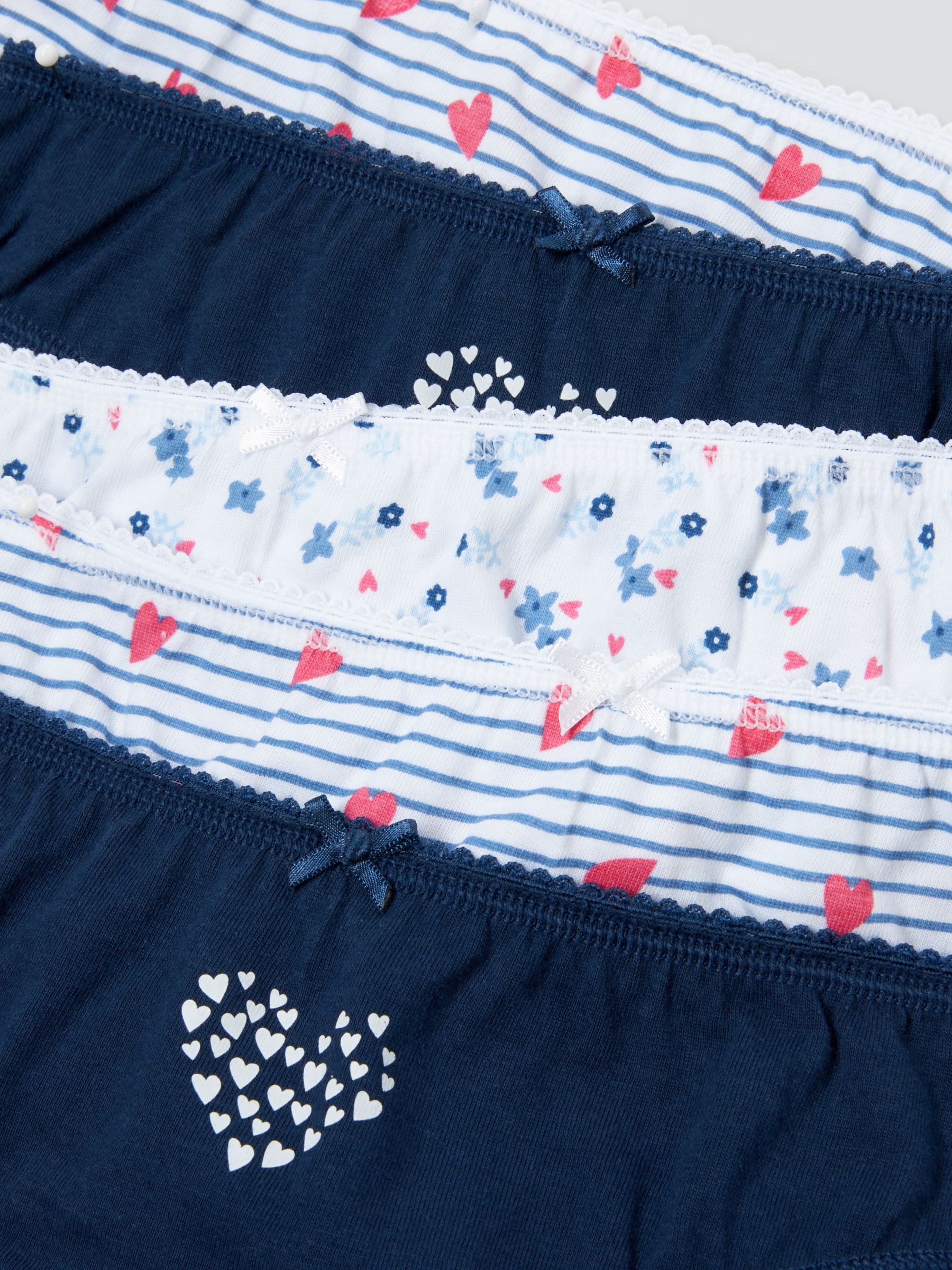 John Lewis Kids' French Heart Briefs, Pack of 5, Navy/Multi, 3-4 years