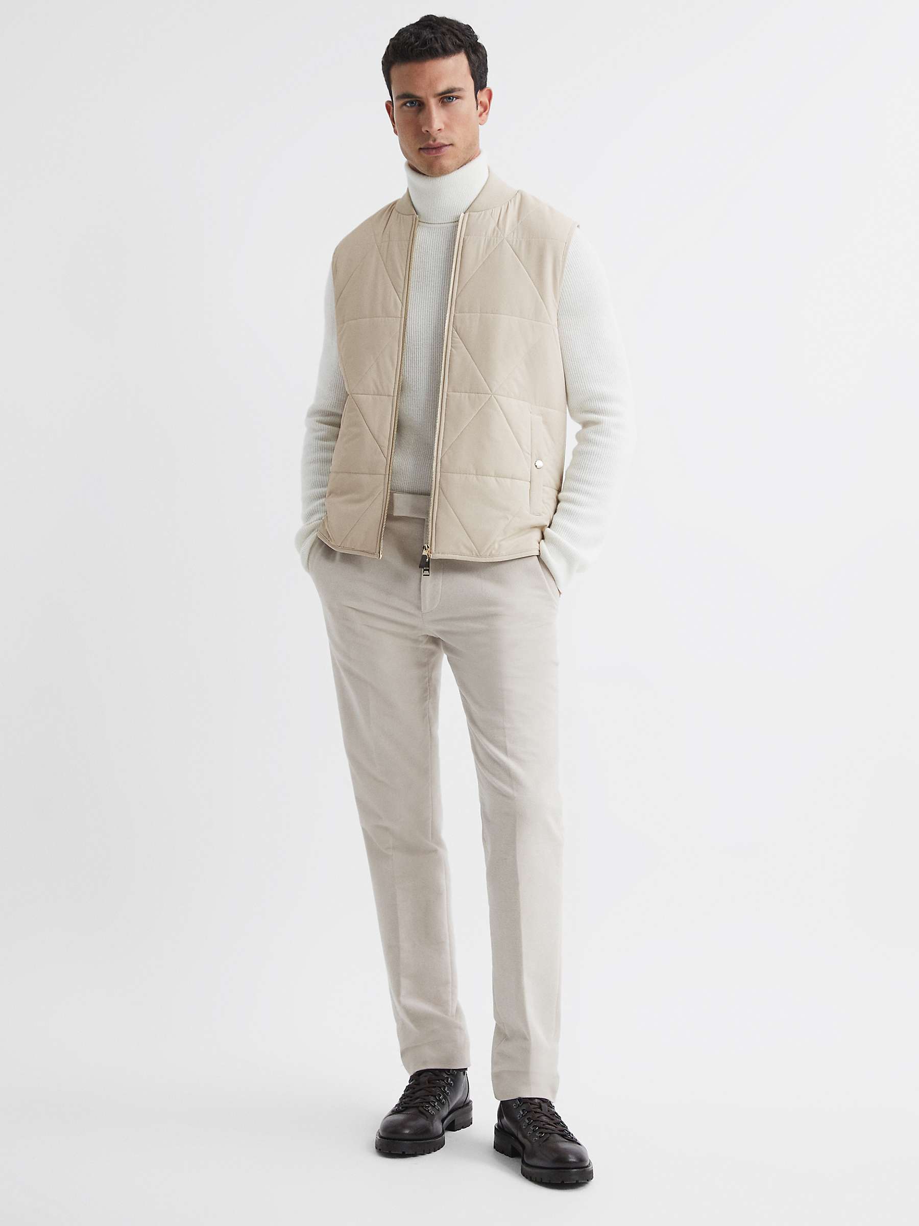 Buy Reiss Ritchie Quilted Gilet, Stone Online at johnlewis.com