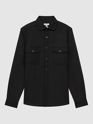 Reiss Chaser Long Sleeve Twin Pocket Shirt, Black