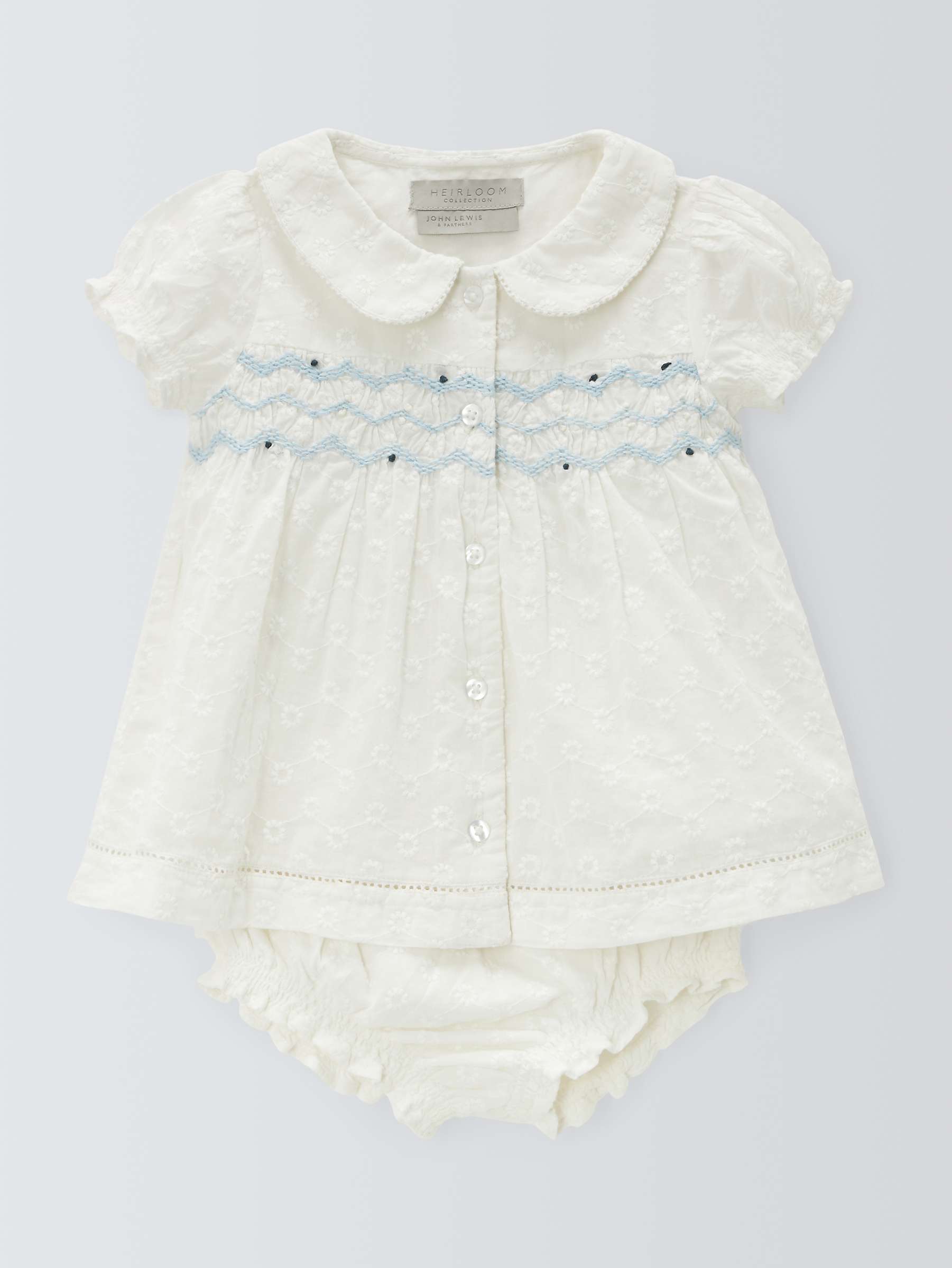 Buy John Lewis Heirloom Collection Baby Cotton Embroidered Dress and Bloomers Set, Cream Online at johnlewis.com