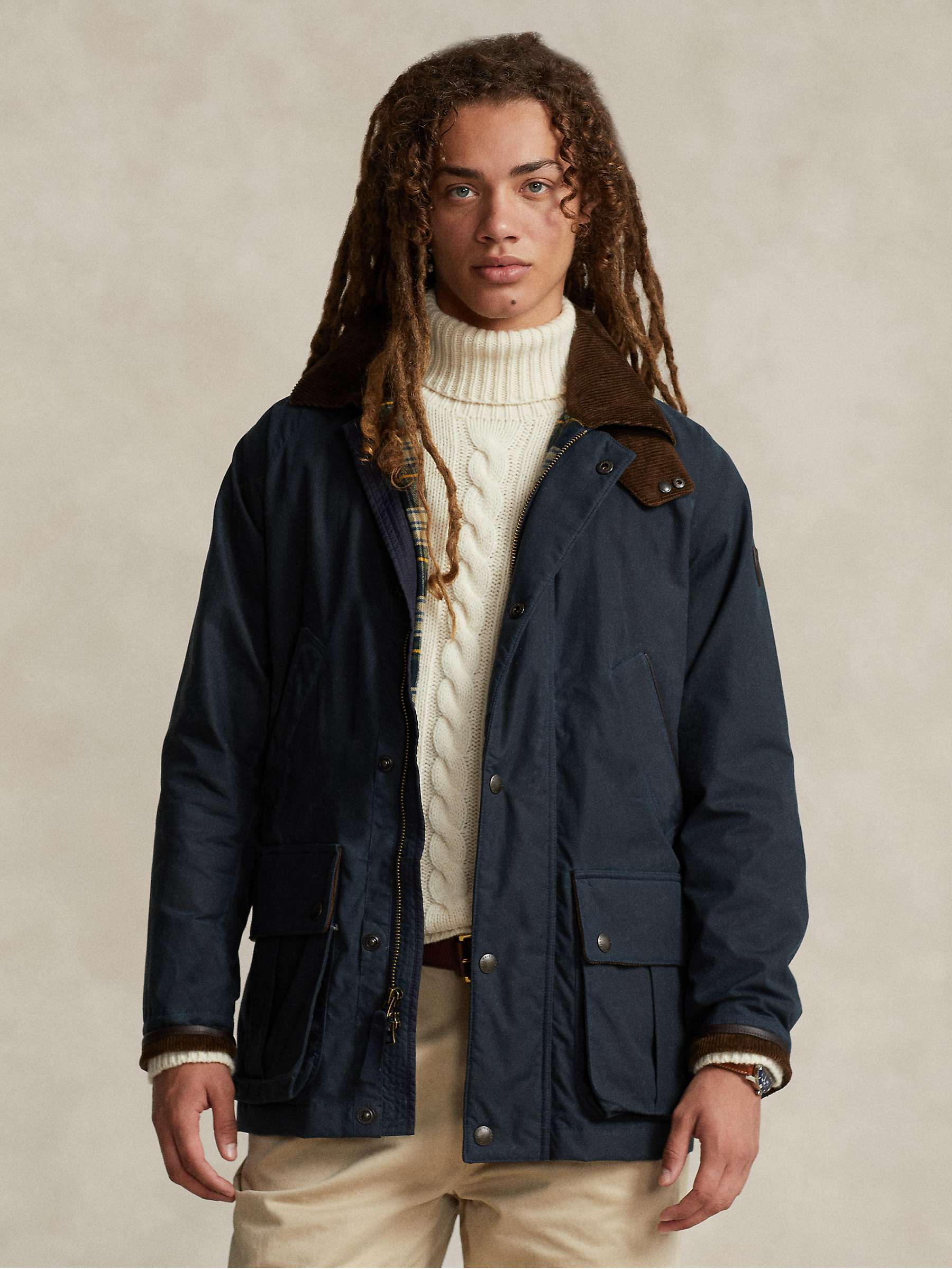 Buy Polo Ralph Lauren Waxed Field Jacket, Collection Navy Online at johnlewis.com