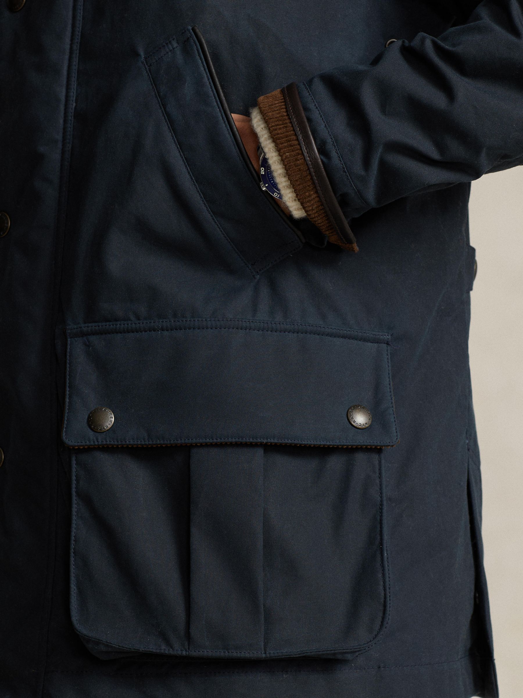 Polo Ralph Lauren Waxed Field Jacket, Collection Navy at John Lewis ...