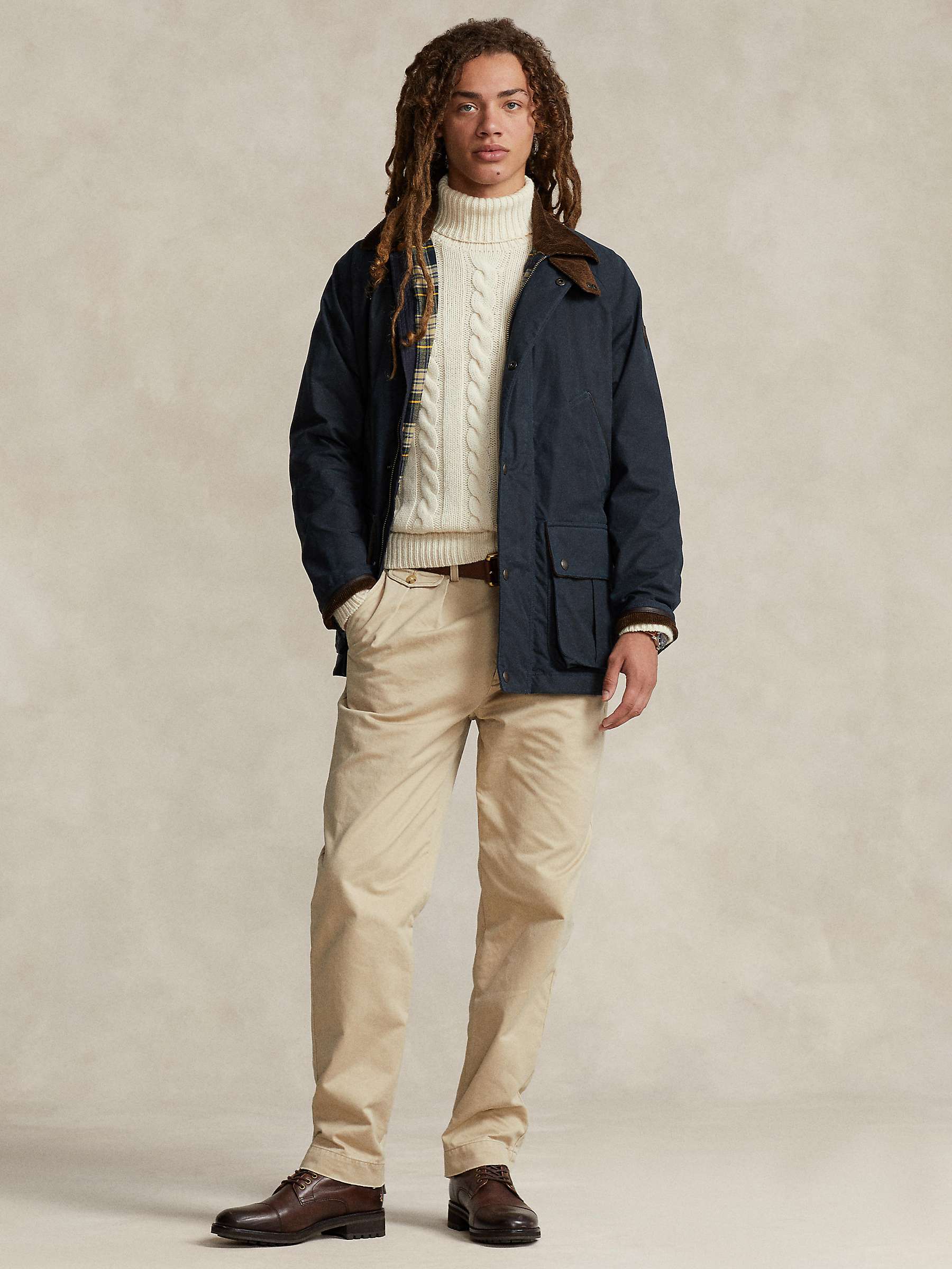 Buy Polo Ralph Lauren Waxed Field Jacket, Collection Navy Online at johnlewis.com