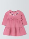 John Lewis Baby Floral Embroidered Long Sleeve Dress, Pink