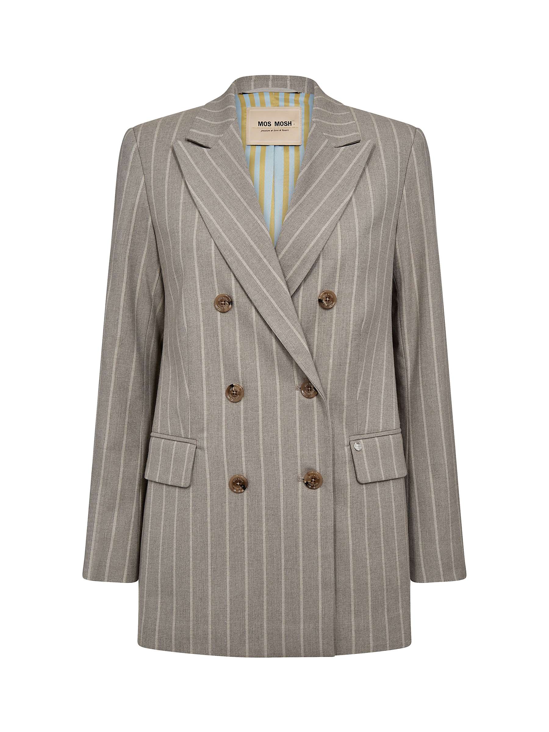 Buy MOS MOSH Milla Soft Stripe Double Breasted Blazer, Roasted Cashew Online at johnlewis.com