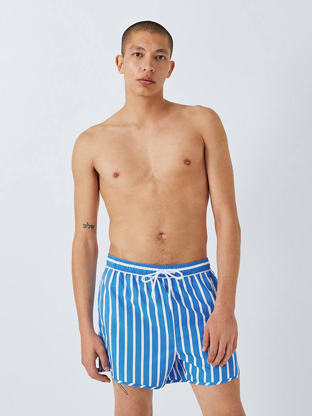 John Lewis ANYDAY Recycled Stripe Swim Shorts, Blue/White
