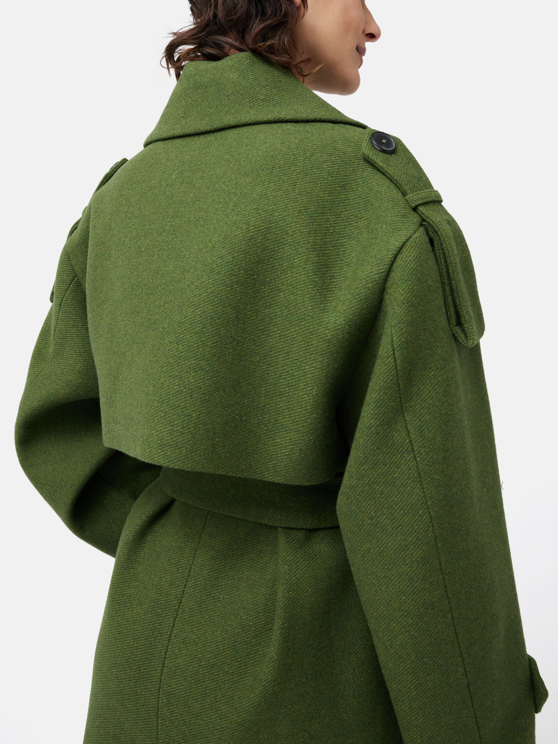 Jigsaw Nelson Italian Twill Wool Blend Trench Coat, Khaki, XL