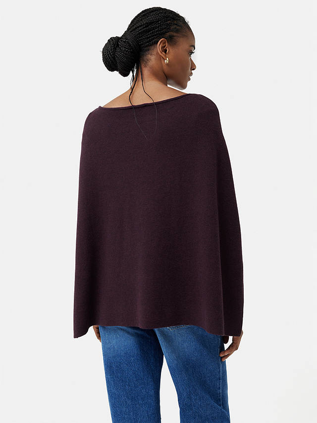 Jigsaw Wool Blend Reversible Poncho, Burgundy