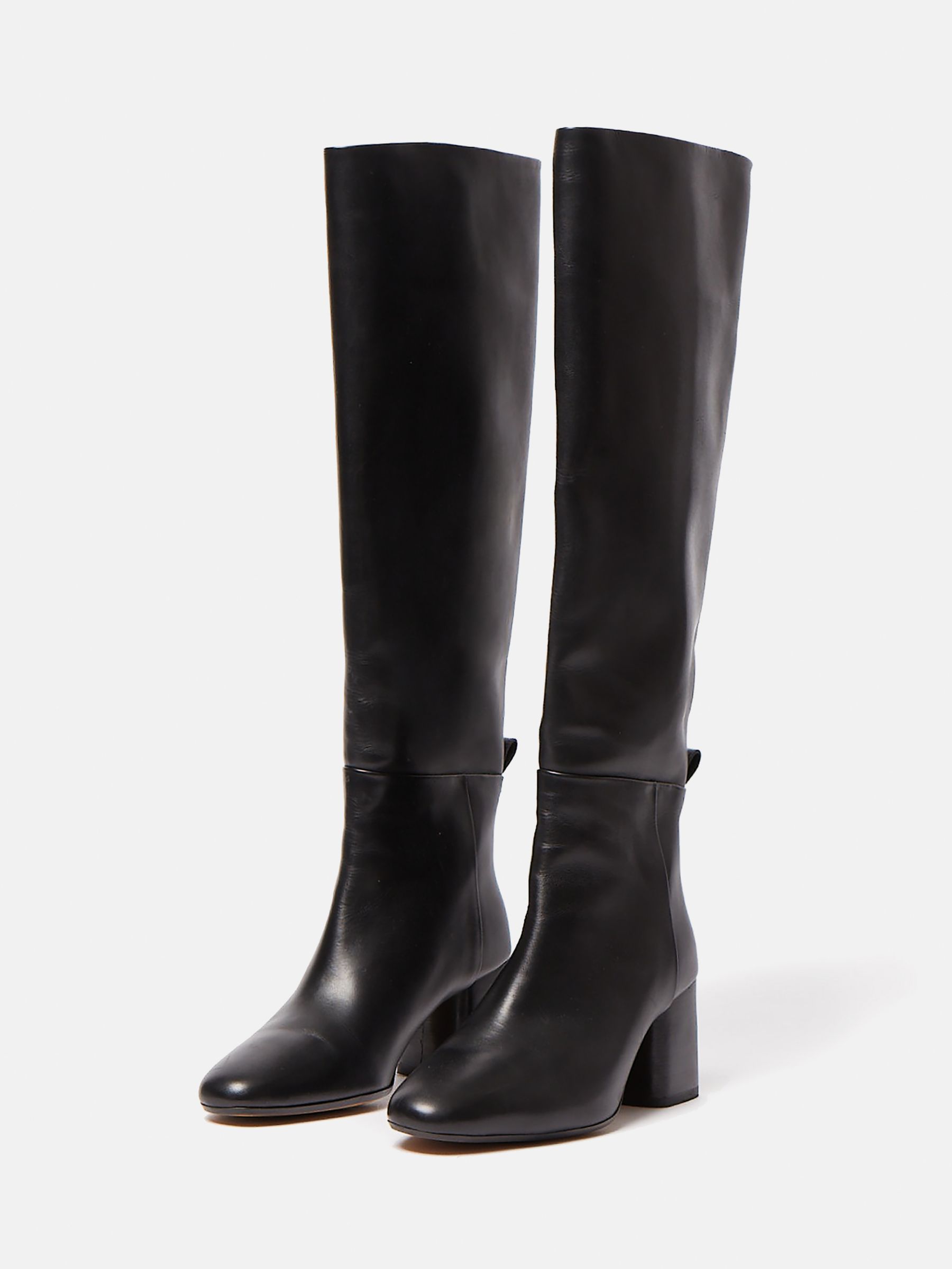 Jigsaw Heeled Leather Riding Boots, Black at John Lewis & Partners
