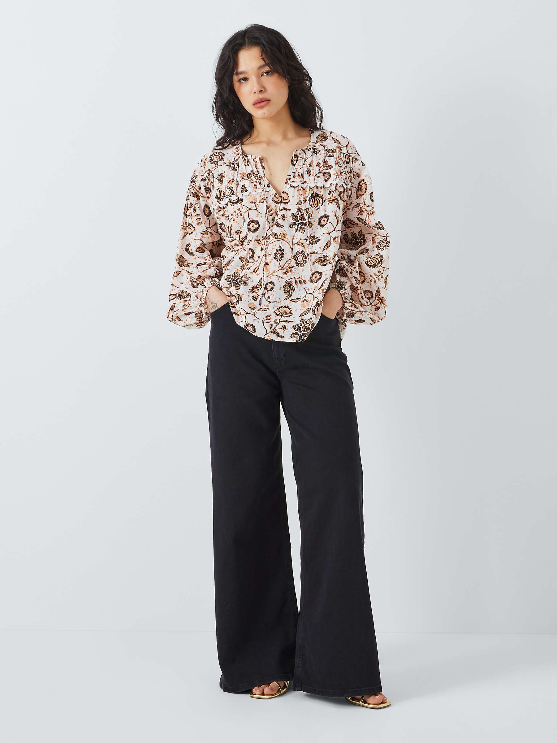 Buy AND/OR Jerry Island Floral Top, Cream Online at johnlewis.com
