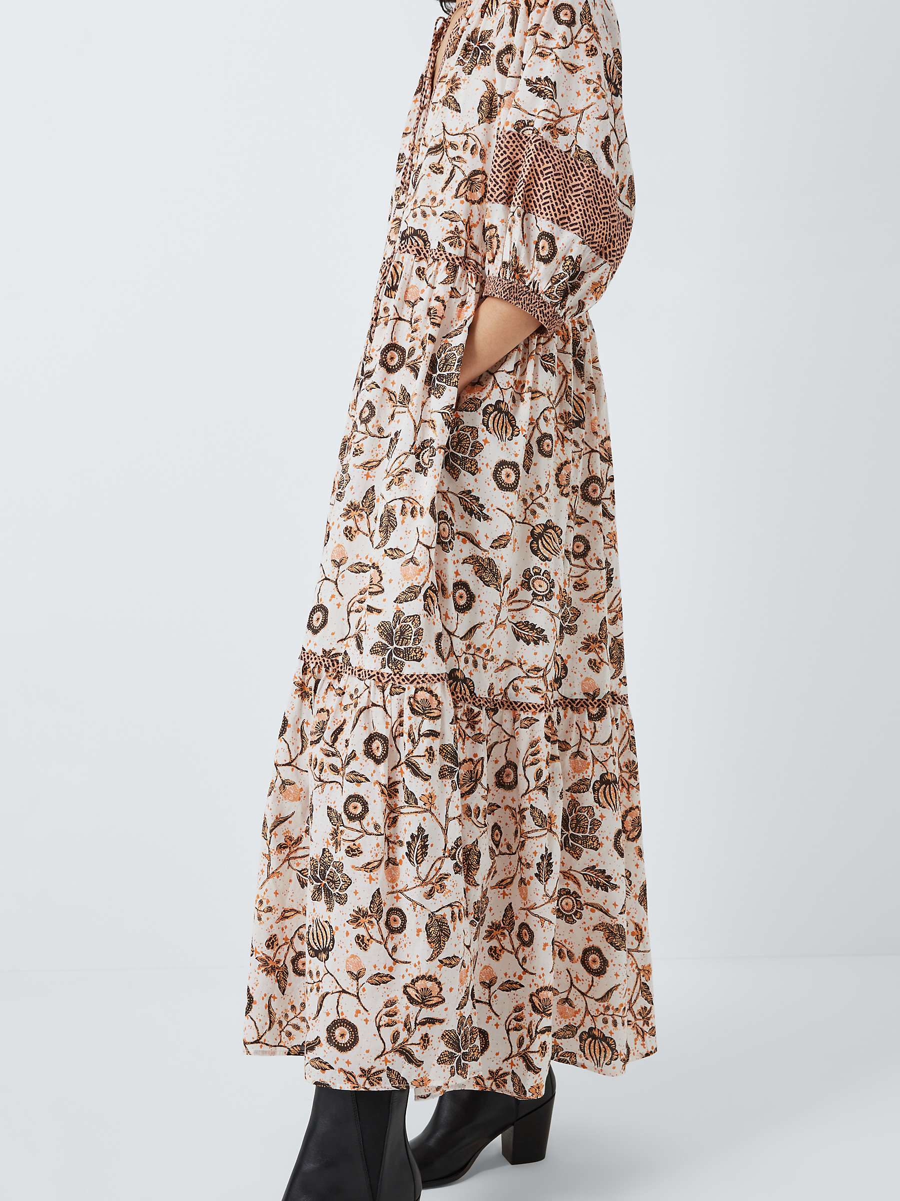 Buy AND/OR Jacklin Island Floral Tiered Dress, Cream Online at johnlewis.com
