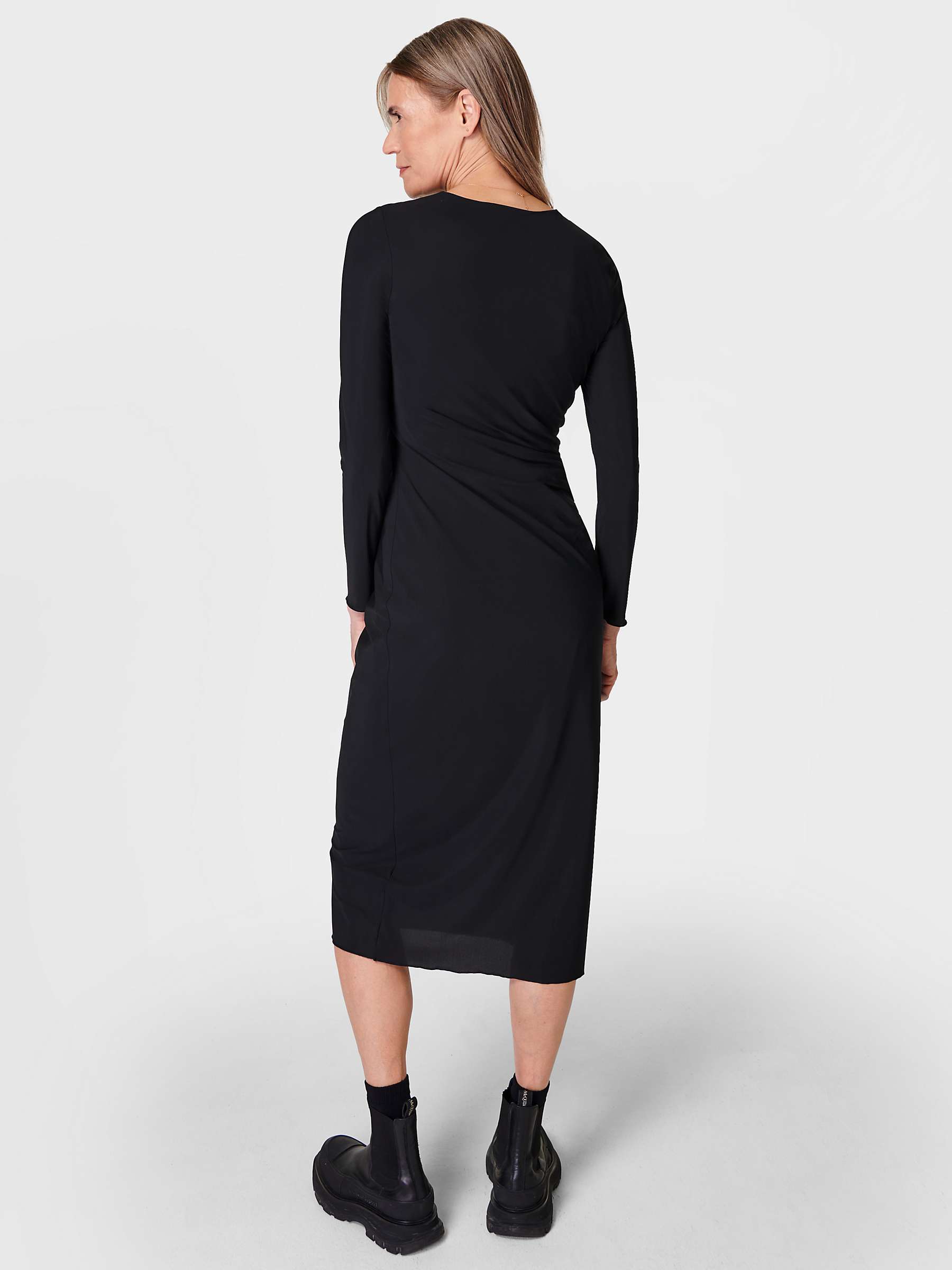 Buy Sweaty Betty Shayla Sculpt Ruched Midi Dress, Black Online at johnlewis.com