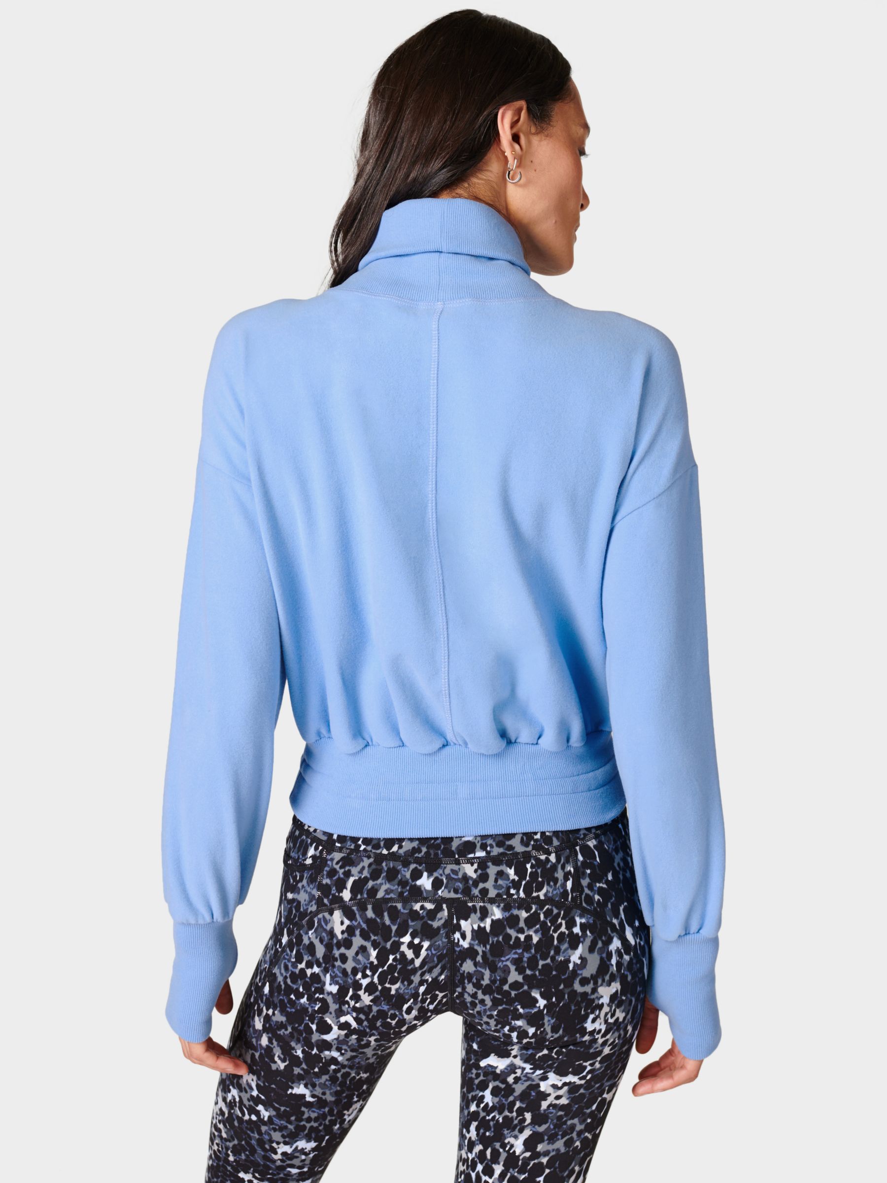 Sweaty Betty Melody Luxe Fleece Sweatshirt, Filter Blue, XS