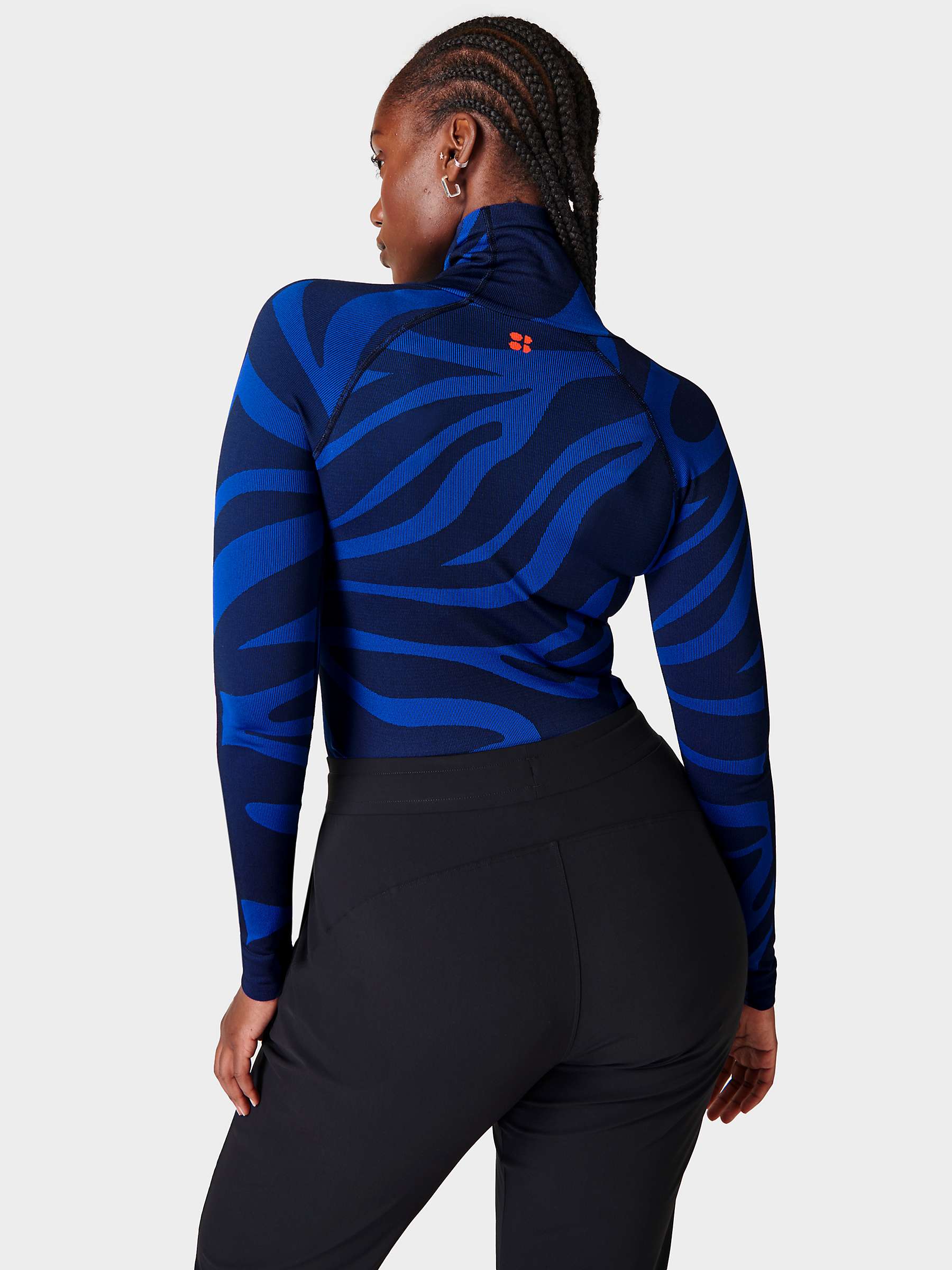 Buy Sweaty Betty Animal Funnel Neck Base Layer Top, Blue Animal Flow Online at johnlewis.com