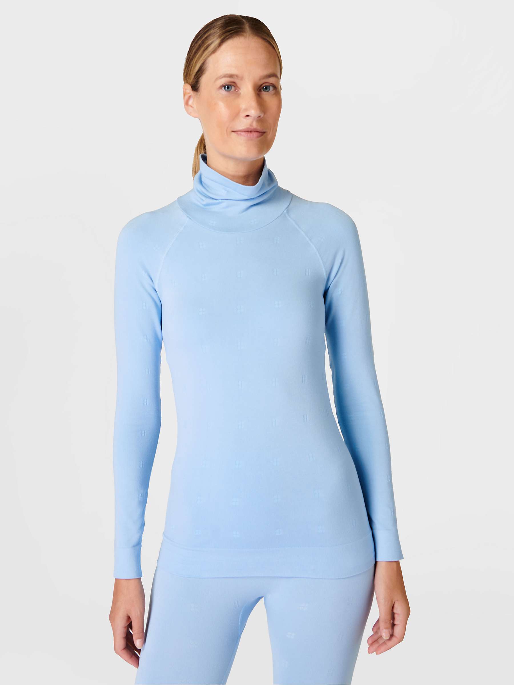 Buy Sweaty Betty Modal Logo Funnel Neck Base Layer Top, Filter Blue Online at johnlewis.com