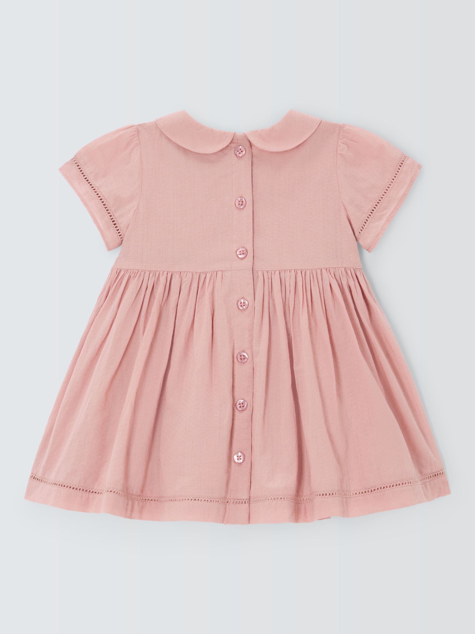 John Lewis Heirloom Collection Baby Dobby Smocked Dress, Pink, 0-3 months