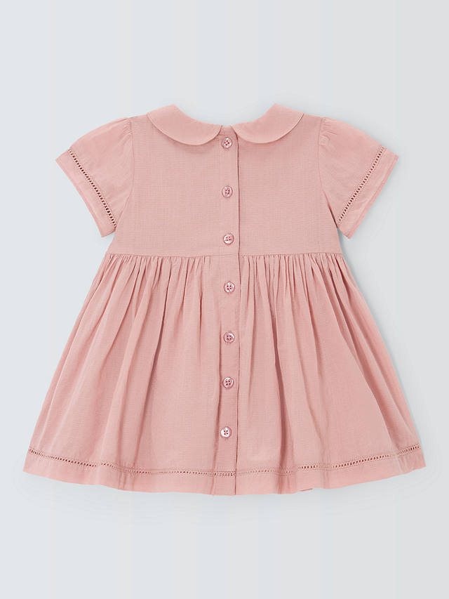 John Lewis Heirloom Collection Baby Dobby Smocked Dress, Pink