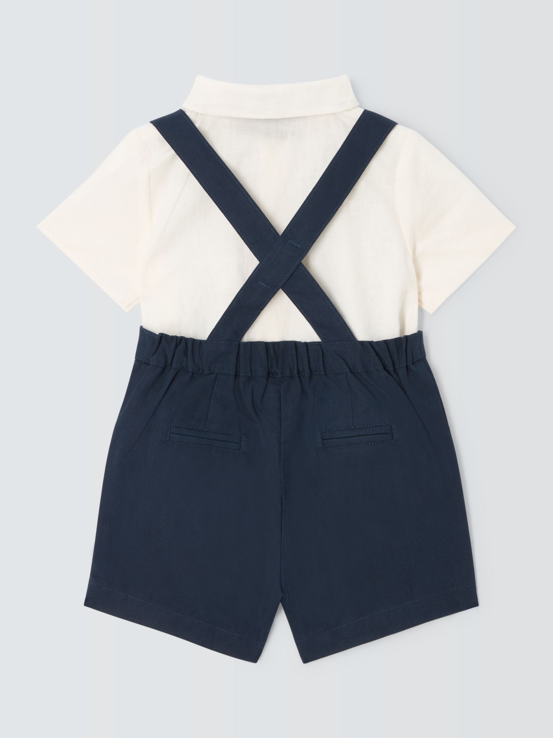 John Lewis Heirloom Collection Baby Bodysuit, Shorts & Bow Tie, Set of 3, Navy, 9-12 months