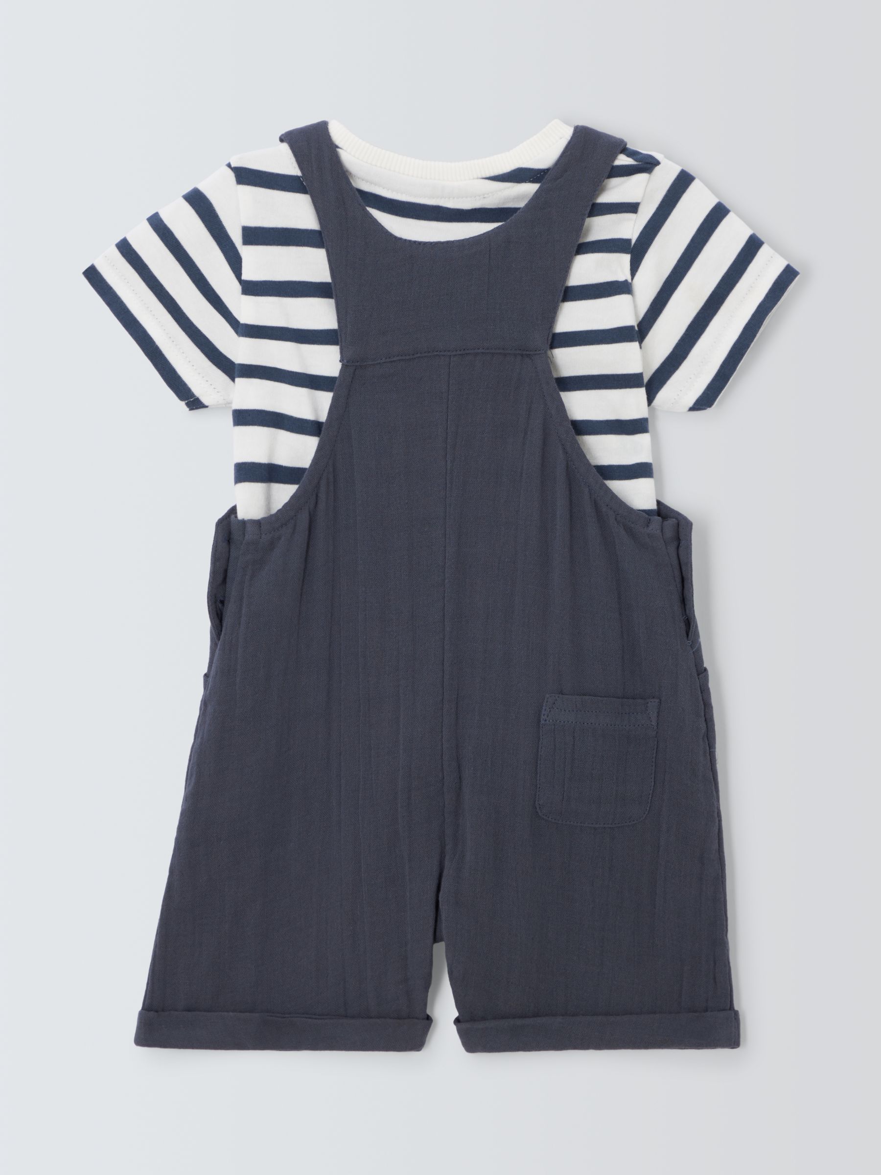 Buy John Lewis Baby Muslin Bibshort & Stripe T-Shirt Set, Multi Online at johnlewis.com