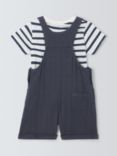 John Lewis Baby Muslin Bibshort & Stripe T-Shirt Set, Multi