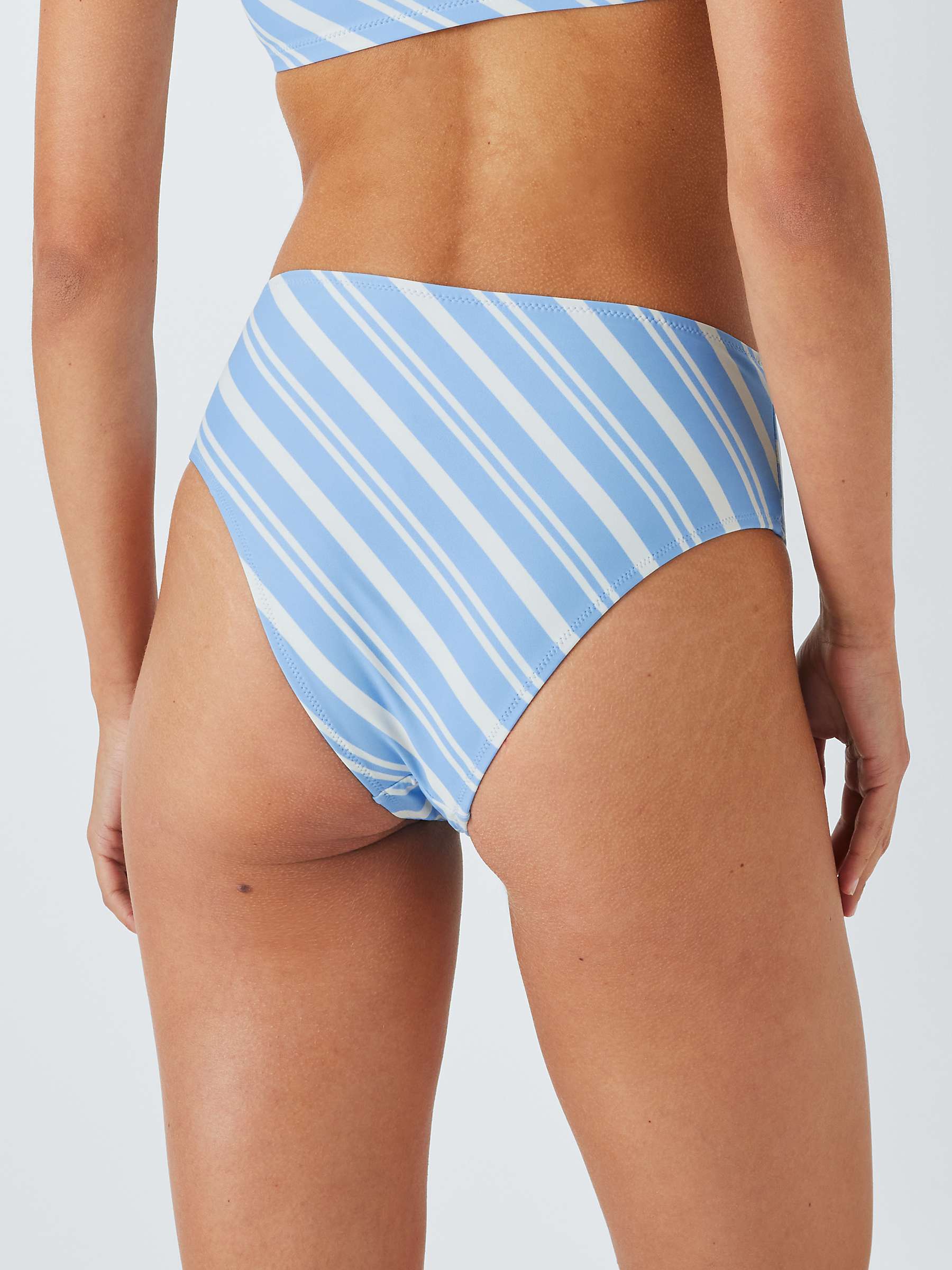 Buy John Lewis ANYDAY Diagonal Stripe High Waist Bikini Bottoms, Powder Blue Online at johnlewis.com