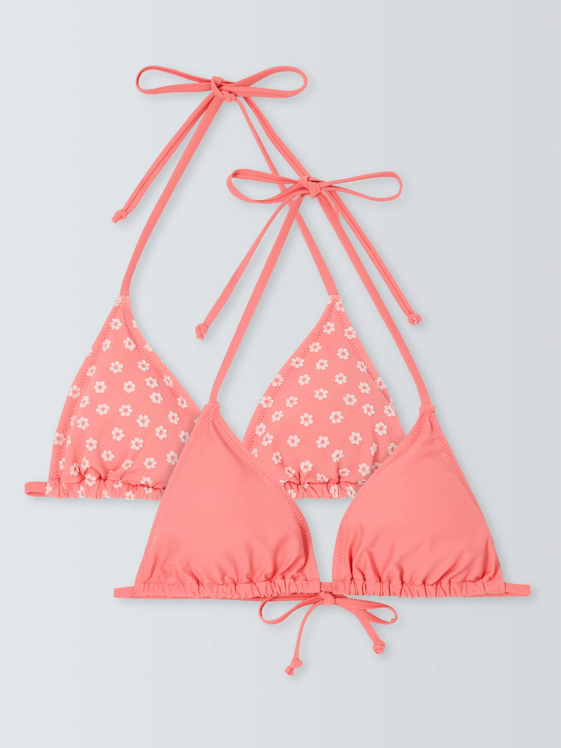 Buy John Lewis ANYDAY Jacquard Flower Triangle Bikini Top, Pack of 2 Online at johnlewis.com