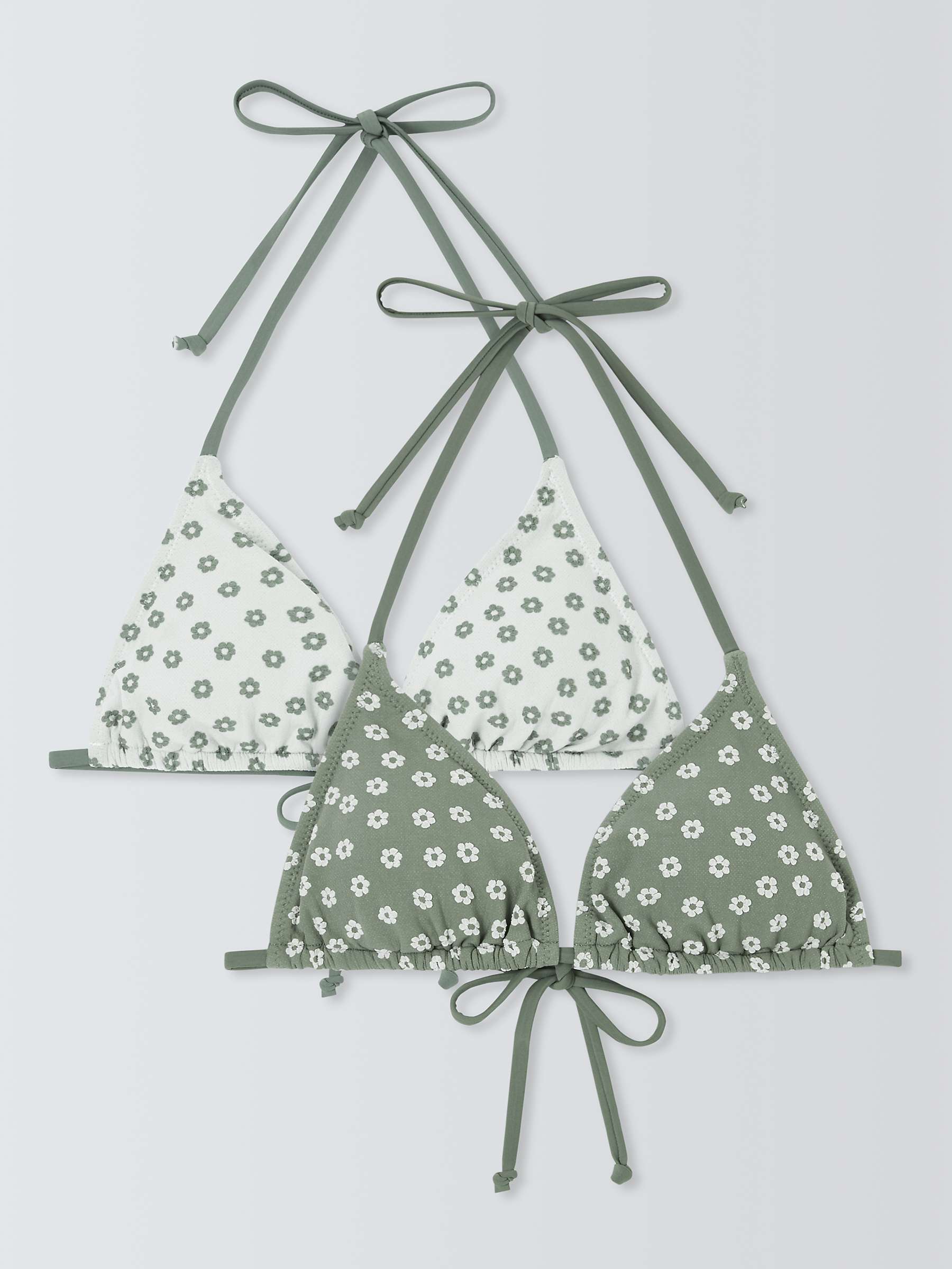 Buy John Lewis ANYDAY Jacquard Flower Bikini Top, Pack of 2, Olive Online at johnlewis.com
