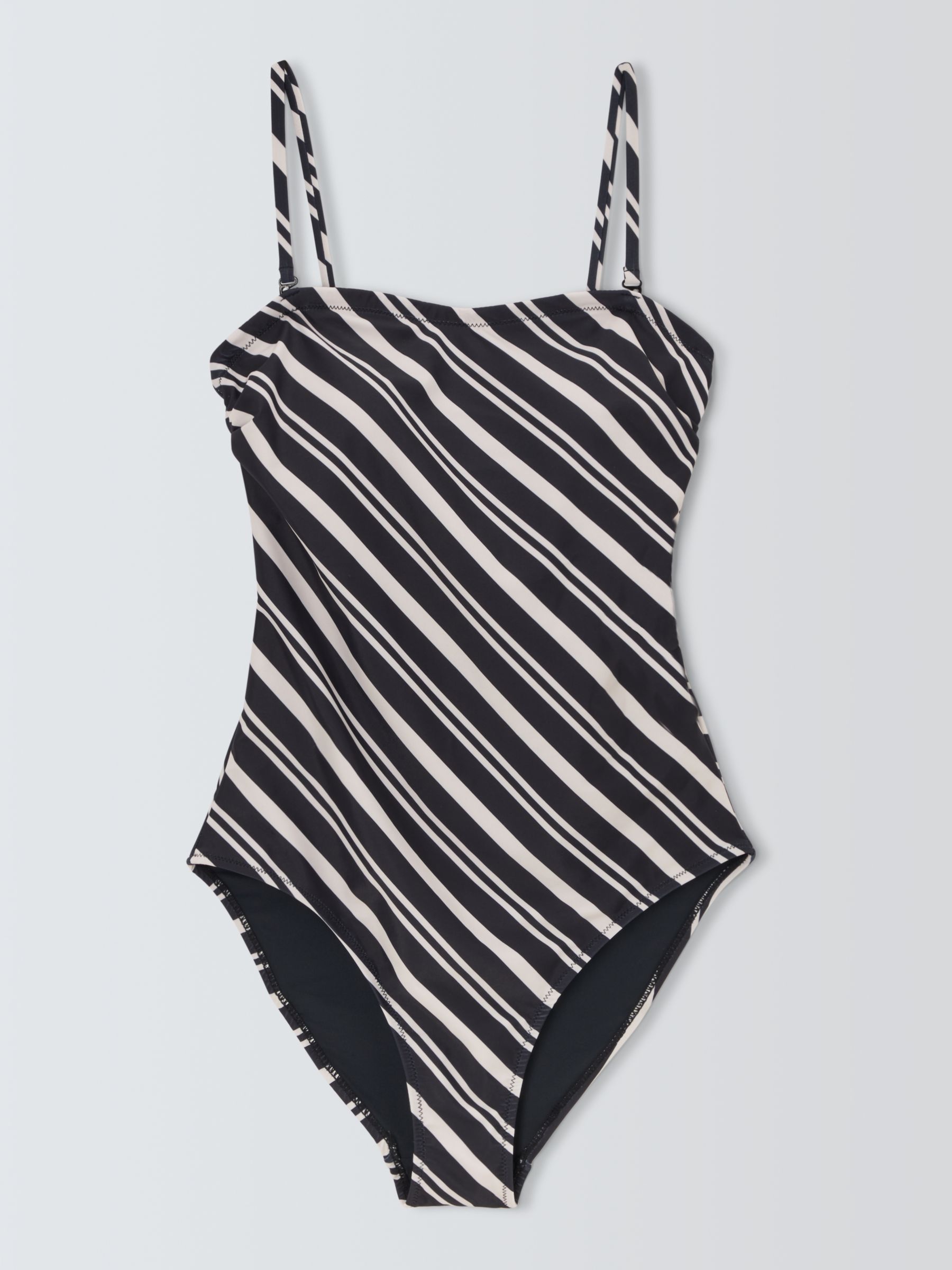 John Lewis ANYDAY Diagonal Stripe Swimsuit, Black/White, 18