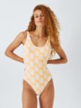 John Lewis ANYDAY Jacquard Floral Scooped Back Swimsuit, Yellow
