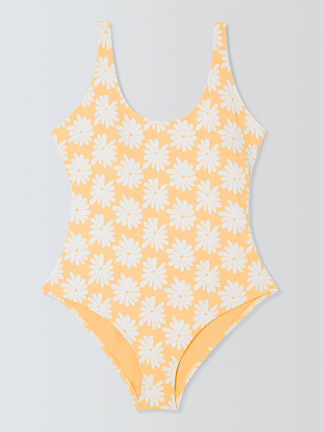 John Lewis ANYDAY Jacquard Floral Scooped Back Swimsuit, Yellow