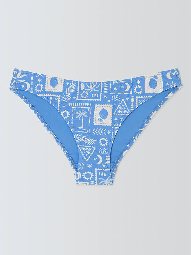 John Lewis ANYDAY Postcard Print Bikini Bottoms, Mid Blue