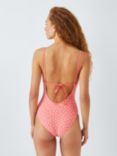 John Lewis ANYDAY Ditsy Floral Tie Back Swimsuit, Bright Coral