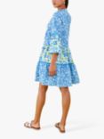 Accessorize Retro Tile Print Mini Dress, Blue/Multi