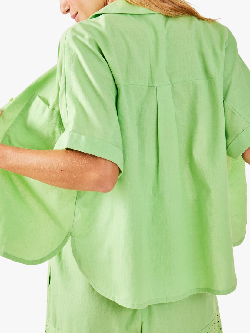 Accessorize Beach Short Sleeve Shirt, Green, XS