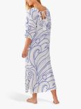 Accessorize Embroidered Swirl Maxi Dress, White/Blue, White/Blue