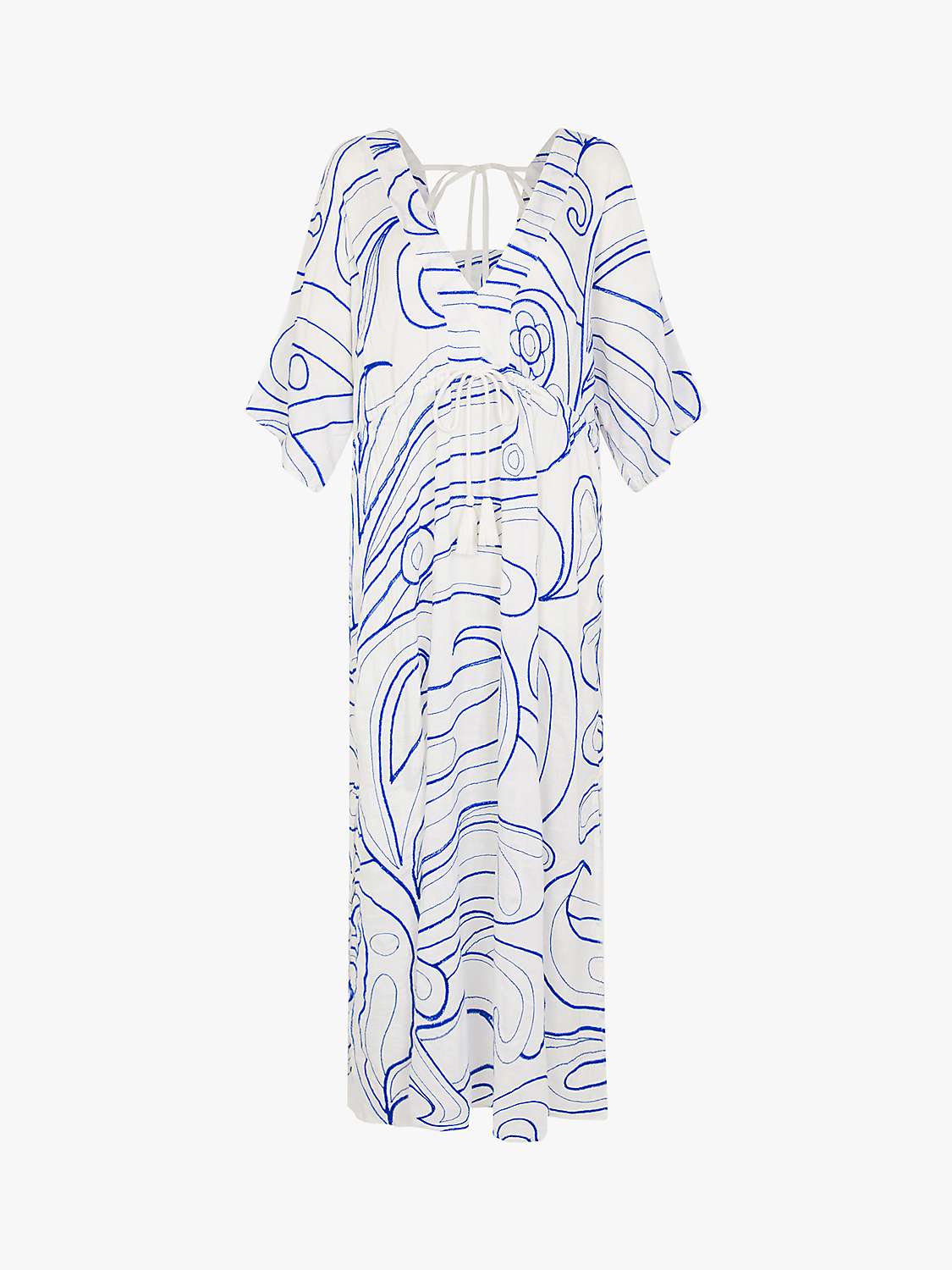 Buy Accessorize Embroidered Swirl Maxi Dress, White/Blue Online at johnlewis.com