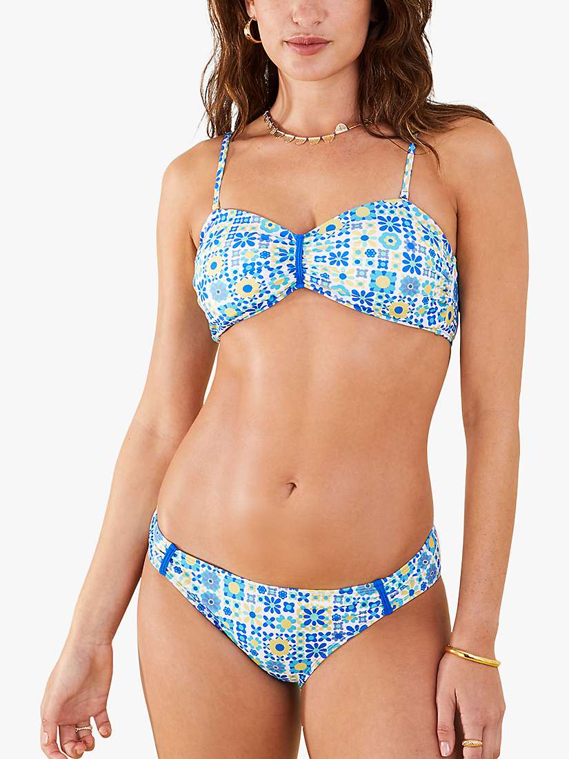 Buy Accessorize Retro Tiled Bikini Top, Blue/Multi Online at johnlewis.com