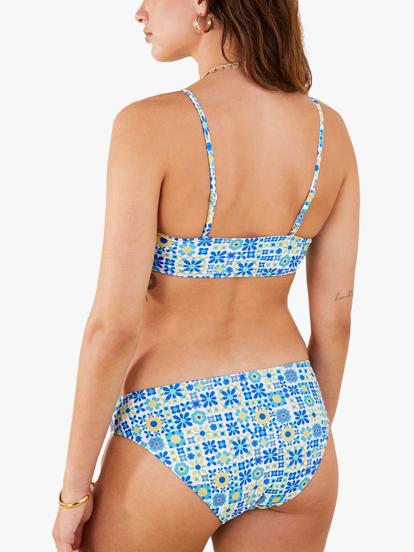 Accessorize Retro Tiled Bikini Top, Blue/Multi, 6