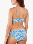 Accessorize Retro Tiled Bikini Top, Blue/Multi