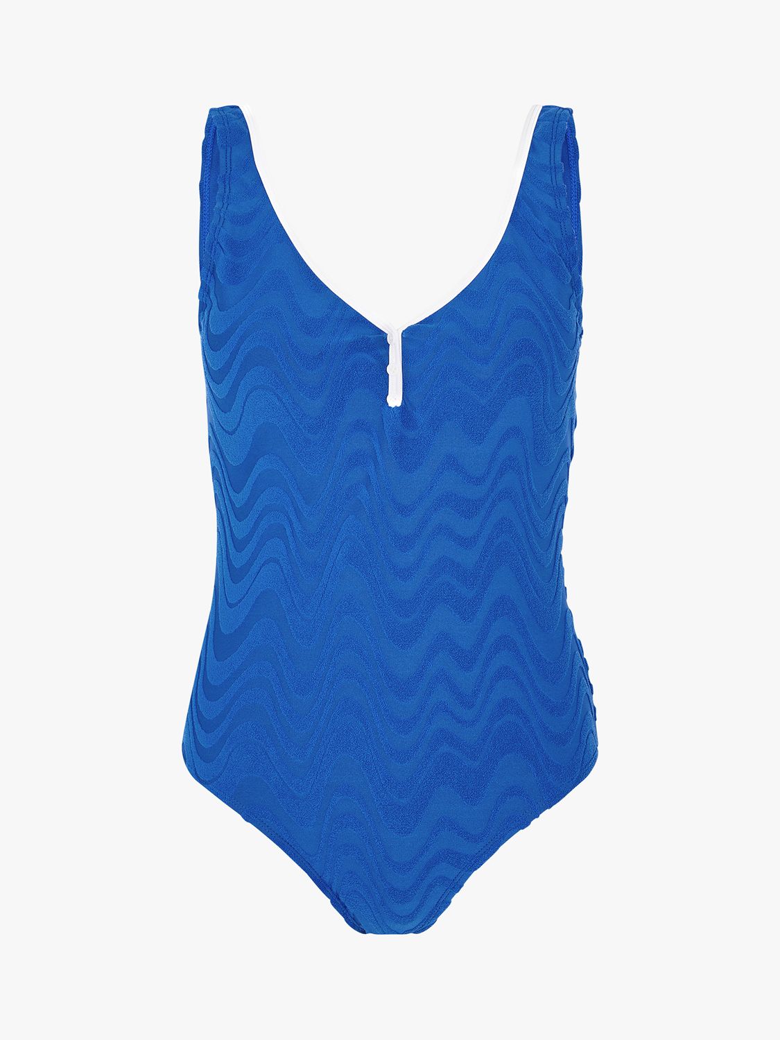 Accessorize Textured Swimsuit, Blue/White at John Lewis & Partners