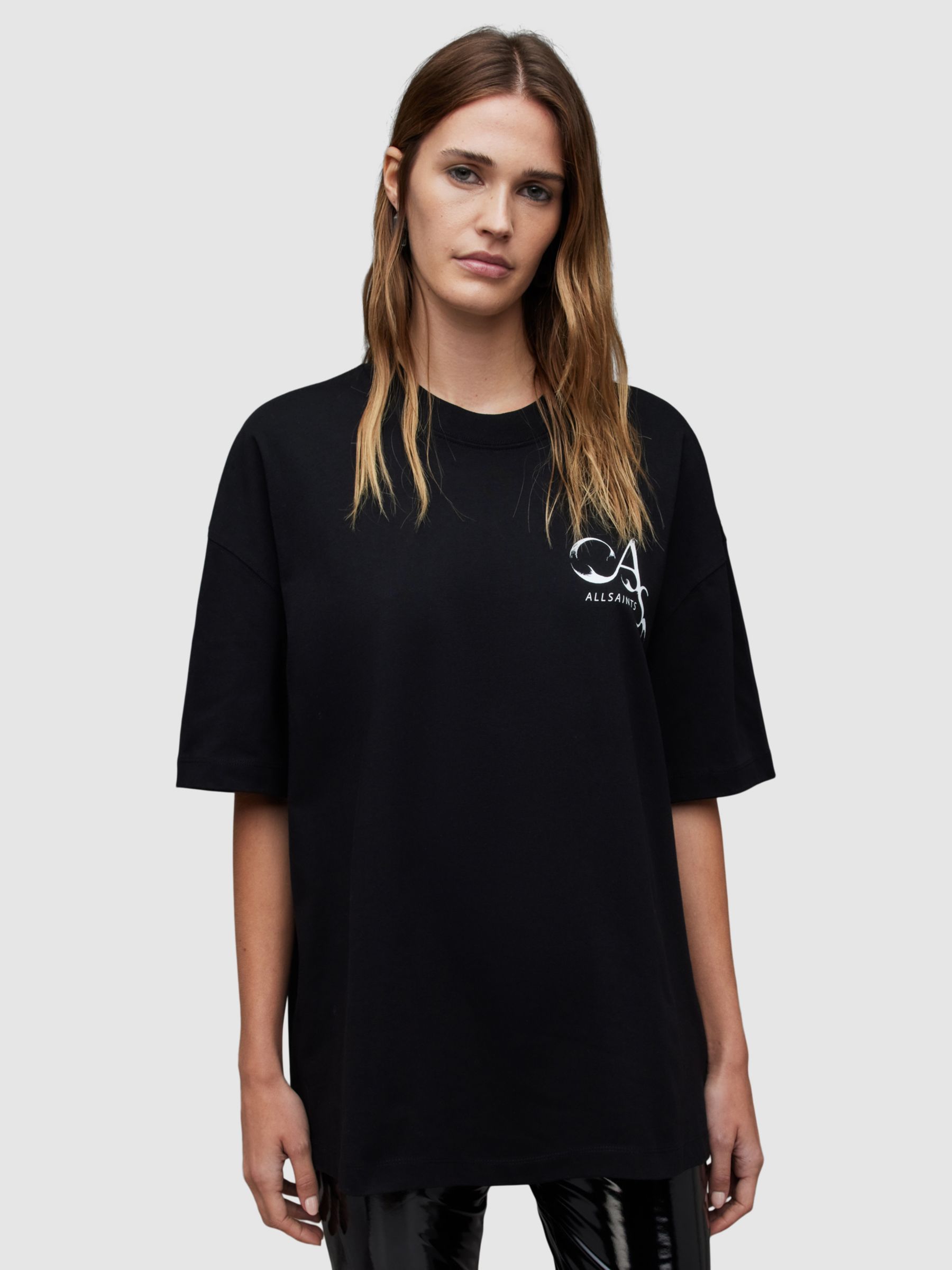 AllSaints Moments Organic Cotton T-Shirt, Black at John Lewis & Partners